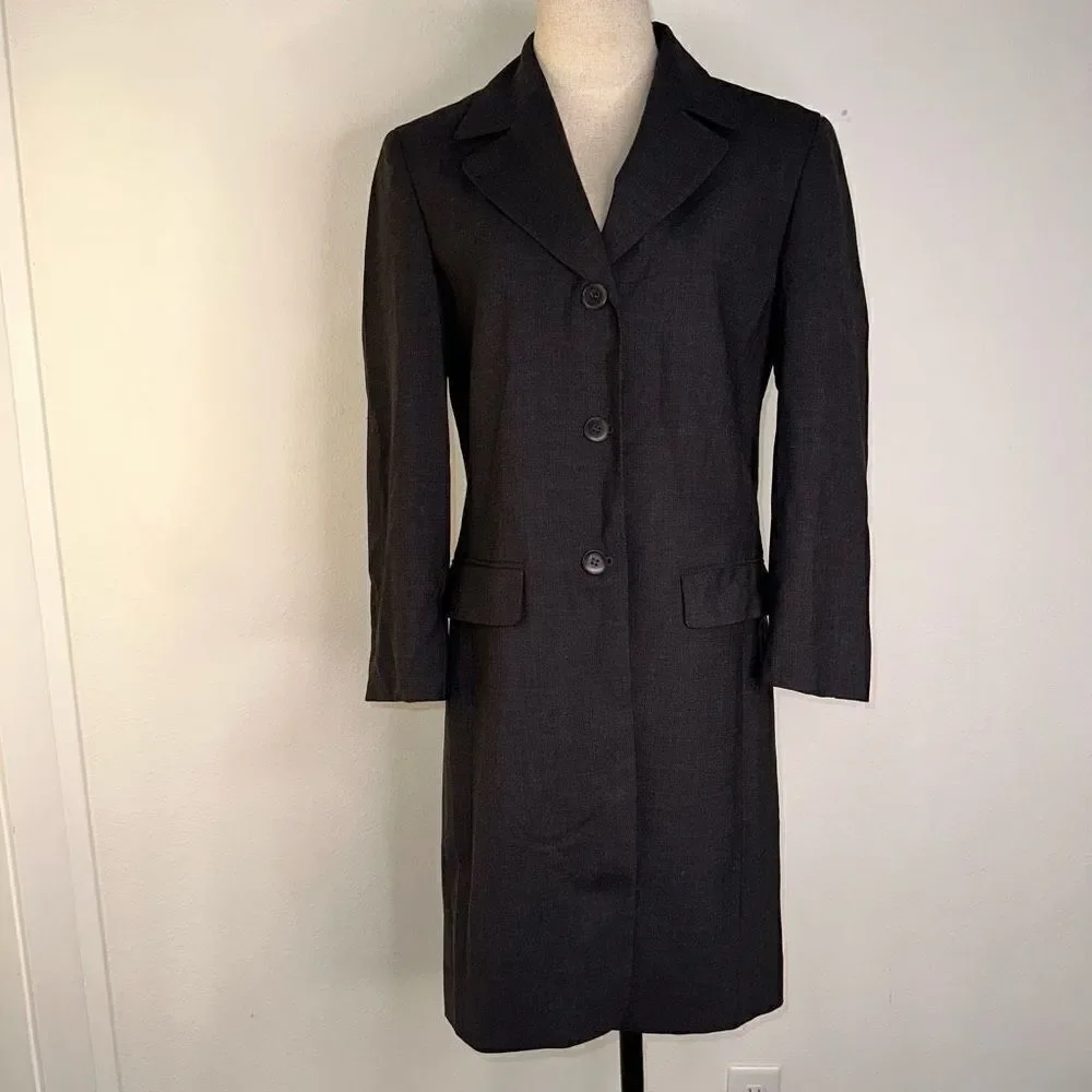 Liz Claiborne Collection Wool Blend Charcoal Gray Blazer Coat‎ Modest Career